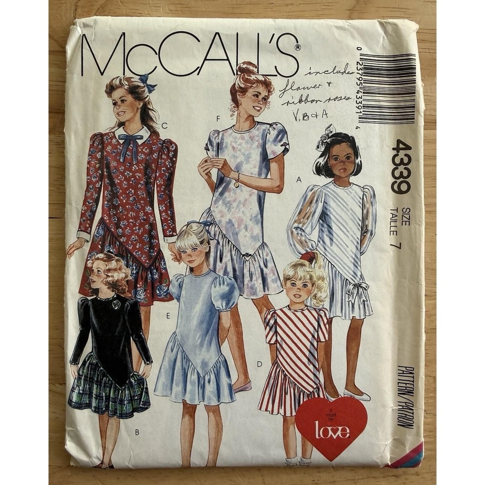 McCall's It Must Be Love Pattern 4339 Girls Dress 6-Variations Size 7 UC FF